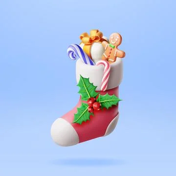 3D Christmas Stocking Isolated Stock Illustration