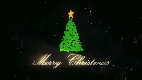 3d Christmas tree and light particles on black background. Christmas or New Year Stock Footage 221321526