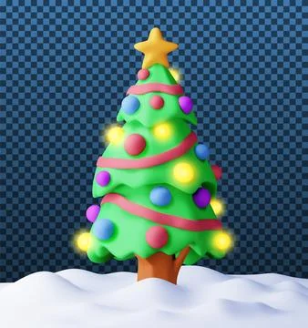3D christmas tree decorated Stock Illustration