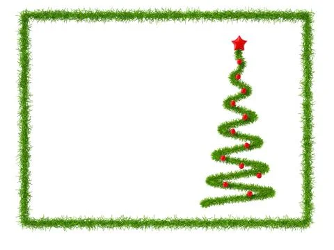 3d Christmas tree with decorations in frame Stock Illustration