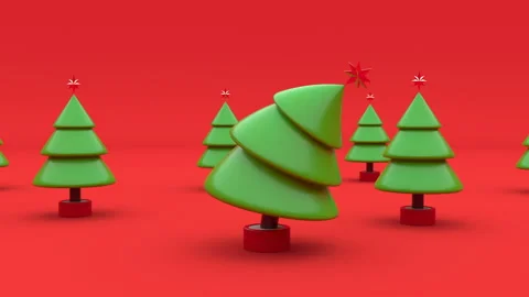 3d Christmas tree elements Holiday party concept fir dancing endless Seamless Stock Footage 144572925