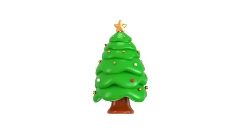 3D Christmas tree icon animation celebrating on Christmas Stock Footage 312228448