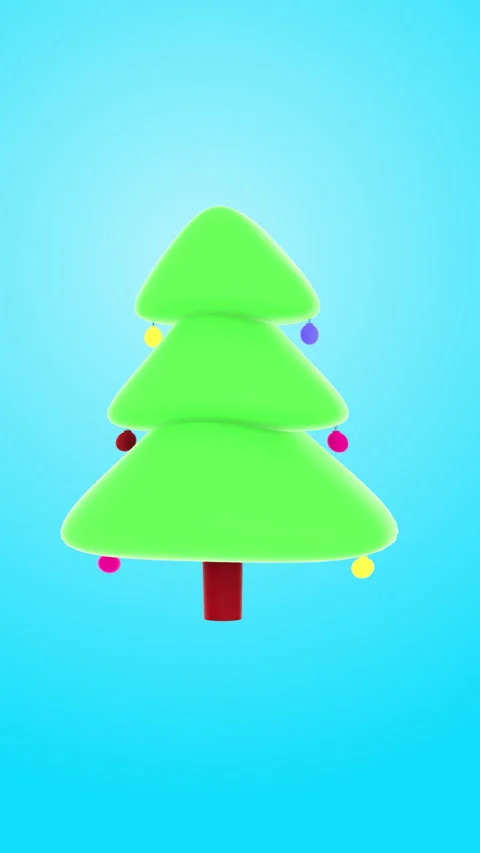 3D Christmas Tree Rotating Animation Vertical Stock Footage 287951687
