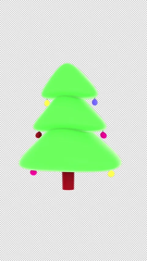 3D Christmas Tree Rotating Animation Vertical Alpha Stock Footage 287951696