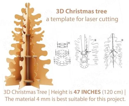 3D Christmas Tree is a template for laser cutting. Design element for a Chr.. Stock Illustration