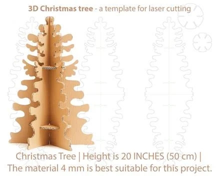 3D Christmas Tree is a template for laser cutting. Design element for a Chr.. Stock Illustration