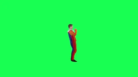 3d Chroma key clown singing in the park left angle green screen Stock-Footage 257686116