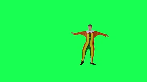 3d chroma key isolated clown dancing front angle green screen 스톡 동영상 257686106