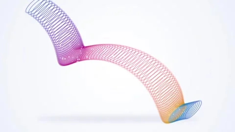 3D Chromatic Ribbon Helix Loop with Pink Particles on White Backdrop Stock Footage 341860192