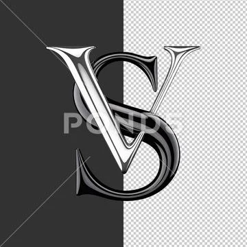 3d chrome and black obsidian vs icon, luxury silver versus badge for premium PSD Template