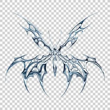 3d chrome metal effect neo tribal y2k gothic style tattoo. Cyber sigilism b.. Stock Illustration