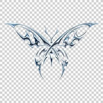 3d chrome metal effect neo tribal y2k gothic style tattoo. Cyber sigilism b.. Stock Illustration