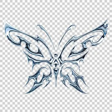 3d chrome metal effect neo tribal y2k gothic style tattoo. Cyber sigilism b.. Stock Illustration