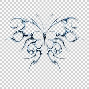 3d chrome metal effect neo tribal y2k gothic style tattoo. Cyber sigilism b.. Illustrazione stock
