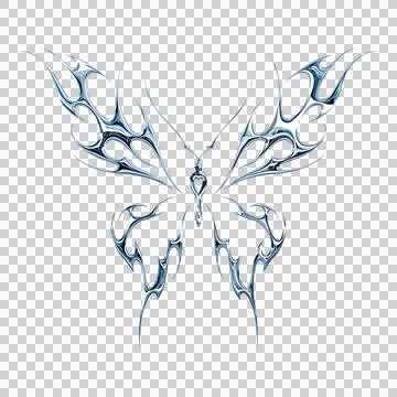 3d chrome metal effect neo tribal y2k gothic style tattoo. Cyber sigilism b.. Illustrazione stock
