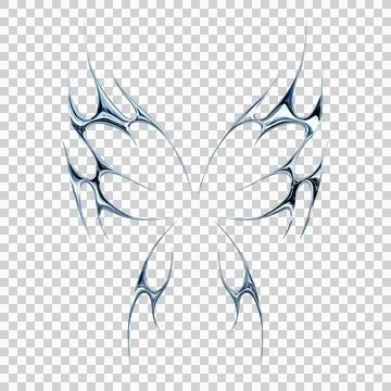 3d chrome metal effect neo tribal y2k gothic style tattoo. Cyber sigilism b.. Illustrazione stock