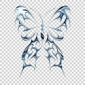 3d chrome metal effect neo tribal y2k gothic style tattoo. Cyber sigilism b.. Stock Illustration