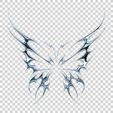 3d chrome metal effect neo tribal y2k gothic style tattoo. Cyber sigilism b.. Stock Illustration