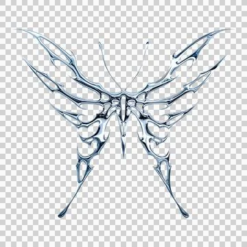 3d chrome metal effect neo tribal y2k gothic style tattoo. Cyber sigilism b.. Stock Illustration