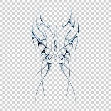 3d chrome metal effect neo tribal y2k gothic style tattoo. Cyber sigilism b.. Stock Illustration