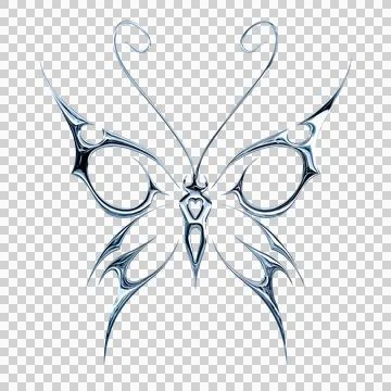 3d chrome metal effect neo tribal y2k gothic style tattoo. Cyber sigilism b.. Stock Illustration