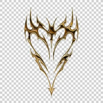 3d chrome metal effect neo tribal y2k gothic style tattoo. Cyber sigilism h.. Stock Illustration
