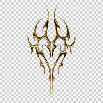 3d chrome metal effect neo tribal y2k gothic style tattoo. Cyber sigilism h.. Stock Illustration