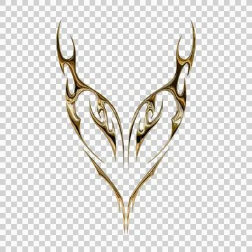 3d chrome metal effect neo tribal y2k gothic style tattoo. Cyber sigilism h.. Stock Illustration