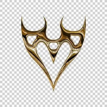 3d chrome metal effect neo tribal y2k gothic style tattoo. Cyber sigilism h.. Stock Illustration