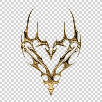 3d chrome metal effect neo tribal y2k gothic style tattoo. Cyber sigilism h.. Illustrazione stock