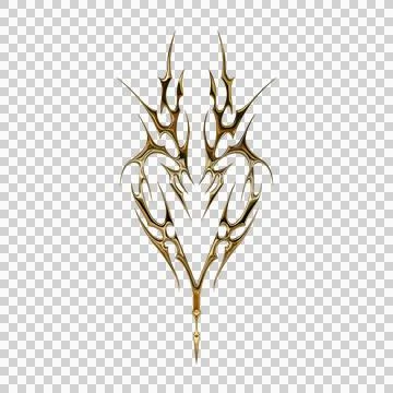 3d chrome metal effect neo tribal y2k gothic style tattoo. Cyber sigilism h.. Stock Illustration
