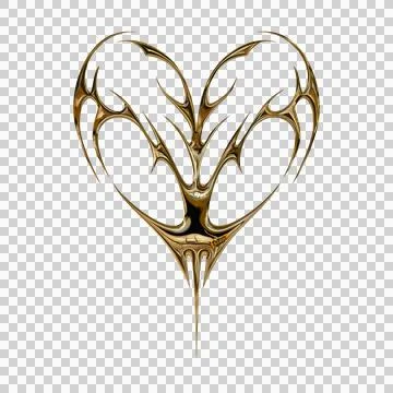3d chrome metal effect neo tribal y2k gothic style tattoo. Cyber sigilism h.. Stock Illustration