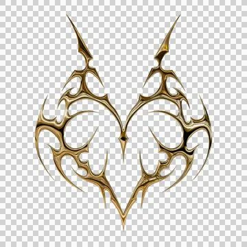 3d chrome metal effect neo tribal y2k gothic style tattoo. Cyber sigilism h.. Stock Illustration
