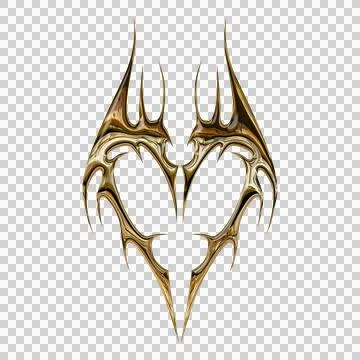 3d chrome metal effect neo tribal y2k gothic style tattoo. Cyber sigilism h.. Illustrazione stock