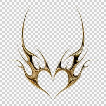 3d chrome metal effect neo tribal y2k gothic style tattoo. Cyber sigilism h.. Stock Illustration