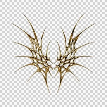 3d chrome metal effect neo tribal y2k gothic style tattoo. Cyber sigilism h.. Stock Illustration