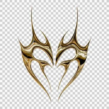 3d chrome metal effect neo tribal y2k gothic style tattoo. Cyber sigilism h.. Stock Illustration
