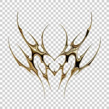 3d chrome metal effect neo tribal y2k gothic style tattoo. Cyber sigilism h.. Stock Illustration