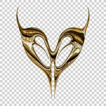 3d chrome metal effect neo tribal y2k gothic style tattoo. Cyber sigilism h.. Stock Illustration