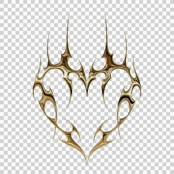 3d chrome metal effect neo tribal y2k gothic style tattoo. Cyber sigilism h.. Stock Illustration