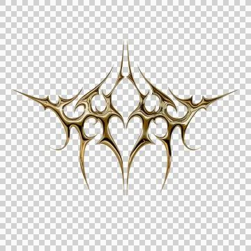 3d chrome metal effect neo tribal y2k gothic style tattoo. Cyber sigilism h.. Stock Illustration