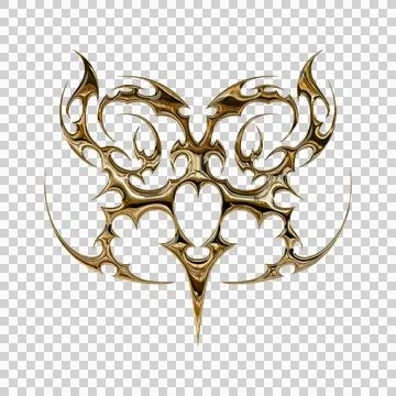3d chrome metal effect neo tribal y2k gothic style tattoo. Cyber sigilism h.. Stock Illustration