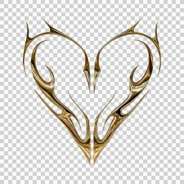 3d chrome metal effect neo tribal y2k gothic style tattoo. Cyber sigilism h.. Stock Illustration