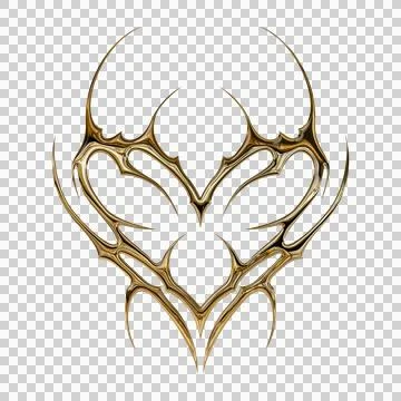 3d chrome metal effect neo tribal y2k gothic style tattoo. Cyber sigilism h.. Stock Illustration