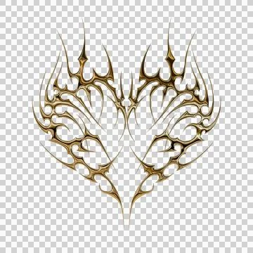 3d chrome metal effect neo tribal y2k gothic style tattoo. Cyber sigilism h.. Illustrazione stock
