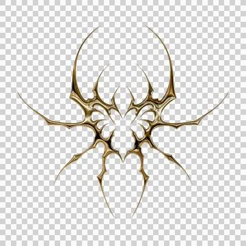 3d chrome metal effect neo tribal y2k gothic style tattoo. Cyber sigilism h.. Stock Illustration
