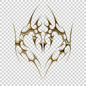 3d chrome metal effect neo tribal y2k gothic style tattoo. Cyber sigilism h.. Stock Illustration