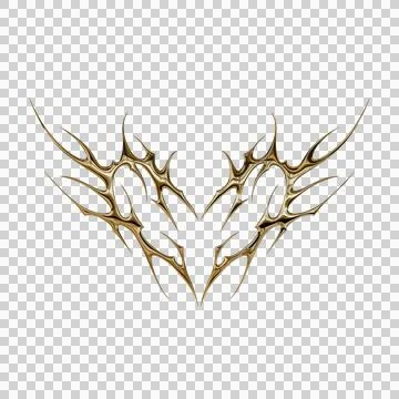 3d chrome metal effect neo tribal y2k gothic style tattoo. Cyber sigilism h.. Stock Illustration