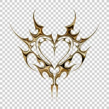 3d chrome metal effect neo tribal y2k gothic style tattoo. Cyber sigilism h.. Stock Illustration