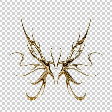 3d chrome metal effect neo tribal y2k gothic style tattoo. Cyber sigilism h.. Stock Illustration